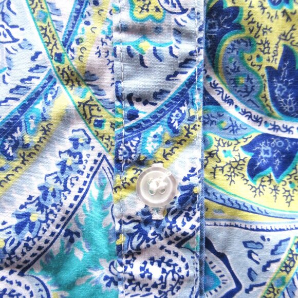 Chadwicks Women Shirt/Top Floral Blue/Green Buttons-Up Long Sleeves Cotton Sz 14 - Picture 7 of 8